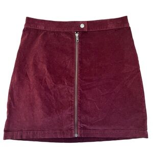 Madewell Women’s Burgundy Zip-Front Mini Skirt Size 6 NWT